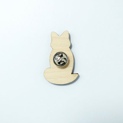 Back of fox pin badge showing metal butterfly clutch pin