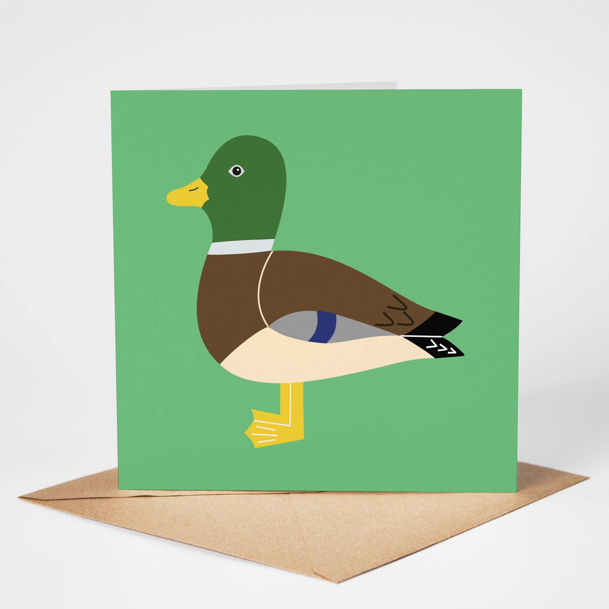 Mallard card, standing on envelope
