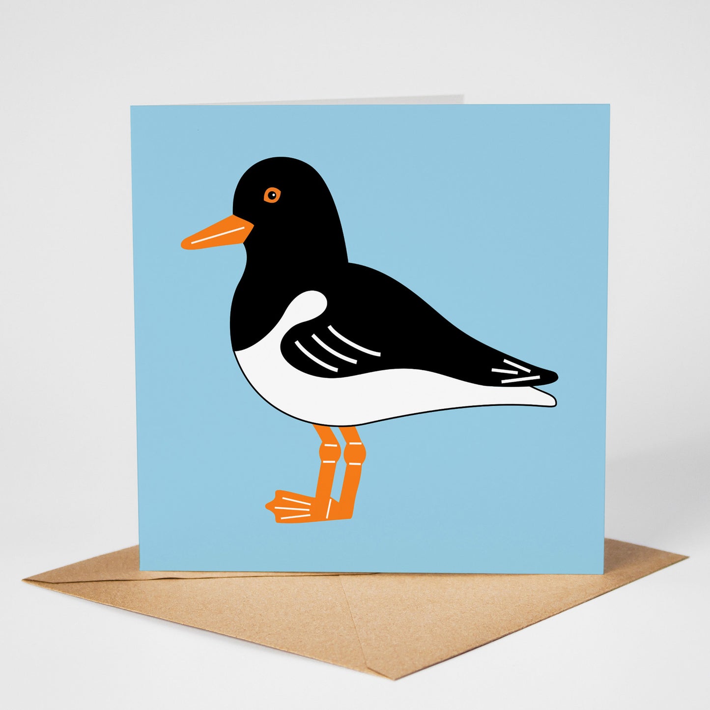 Oystercatcher card, standing on envelope