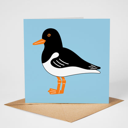 Oystercatcher card, standing on envelope