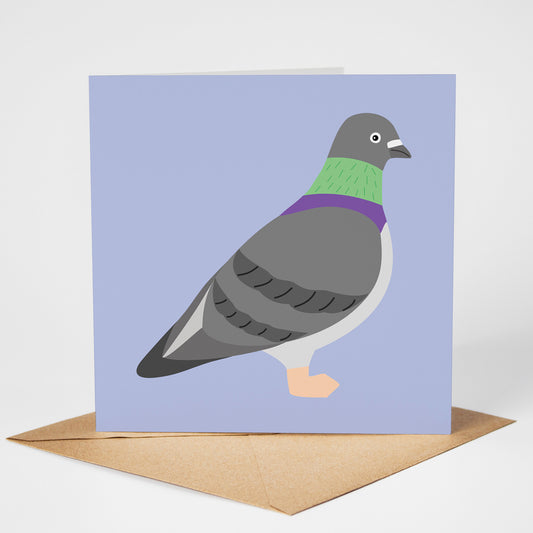 Pigeon card, standing on envelope