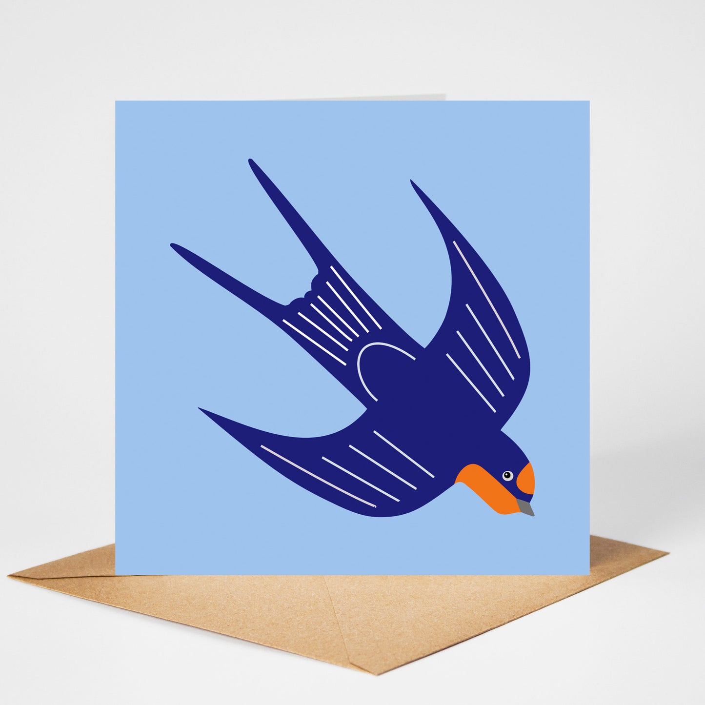 Swallow card, standing on envelope